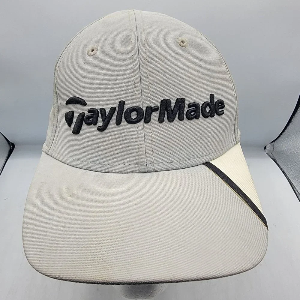 TaylorMade Hat Cap Strap Back Mens Adjustable White Golf Hat Casual Athletic